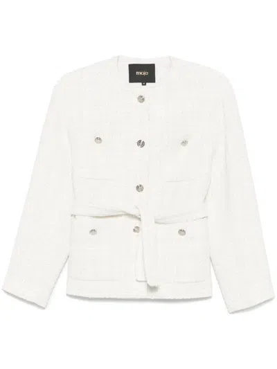 Maje Tweed Jacket In White