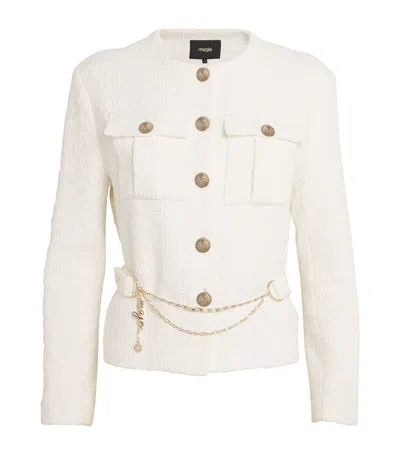Maje Tweed Jacket In White
