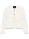Maje Womens Cropped Tweed Jacket Blanc In White