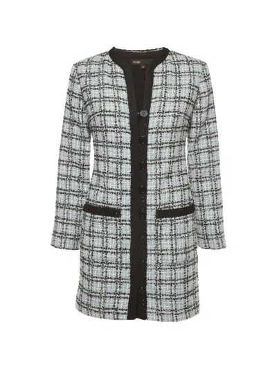 Pre-owned Maje Tweed Long-sleeve Mini Dress In Blue