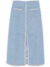 Maje Tweed Midi Skirt In Blue