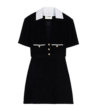 Maje Tweed Mini Dress In Black