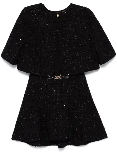Maje Tweed Mini Dress In Black