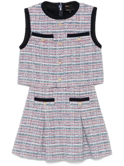 Maje Tweed Mini Dress In Blue