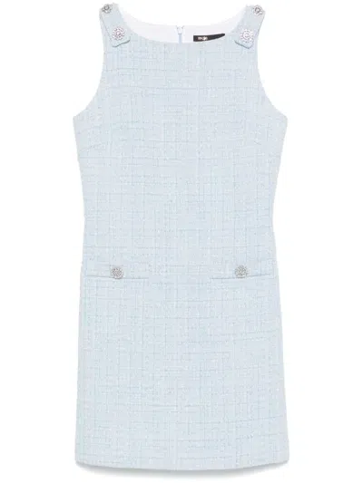 Maje Womens Sleeveless Tweed Cotton-blend Mini Dress Bleus