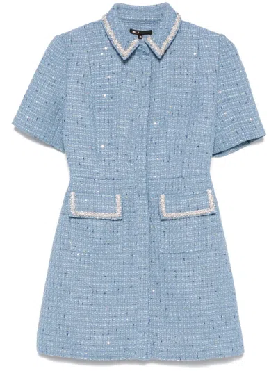 Maje Tweed Mini Dress In Blue