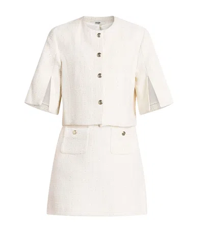 Maje Tweed Mini Dress In White