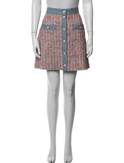 Pre-owned Maje Tweed Mini Skirt W/ Tags In Red
