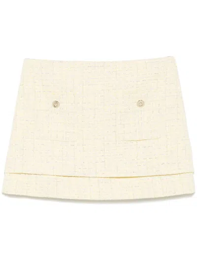 Maje Tweed Mini Skirt In Yellow