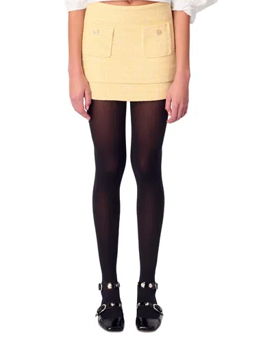 Maje Tweed Mini Skirt In Yellow