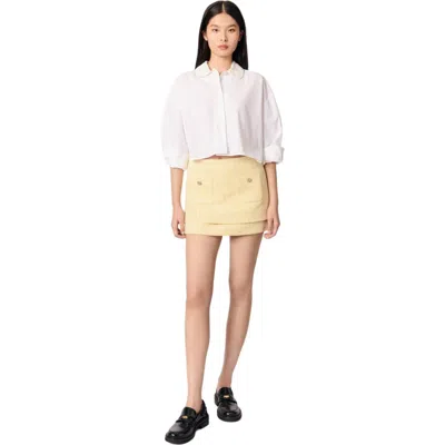 Maje Tweed Mini Skirt In Yellow
