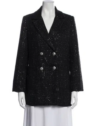 Pre-owned Maje Tweed Pattern Blazer In Black