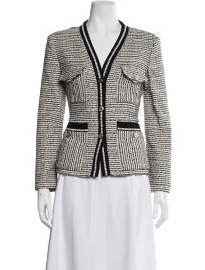 Pre-owned Maje Tweed Pattern Blazer In Black