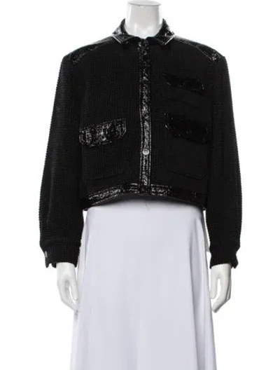 Pre-owned Maje Tweed Pattern Blazer In Black