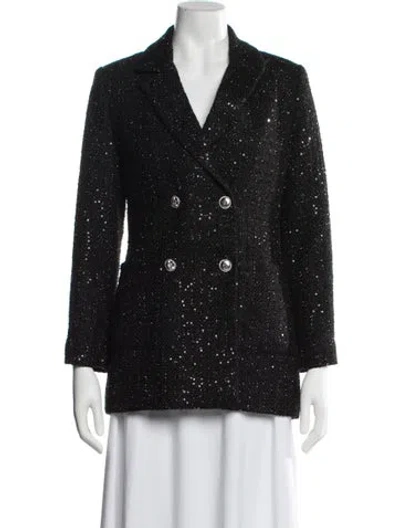 Pre-owned Maje Tweed Pattern Blazer In Black/metallic