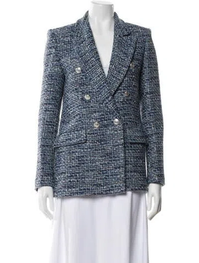 Pre-owned Maje Tweed Pattern Blazer In Blue