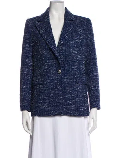 Pre-owned Maje Tweed Pattern Blazer In Blue