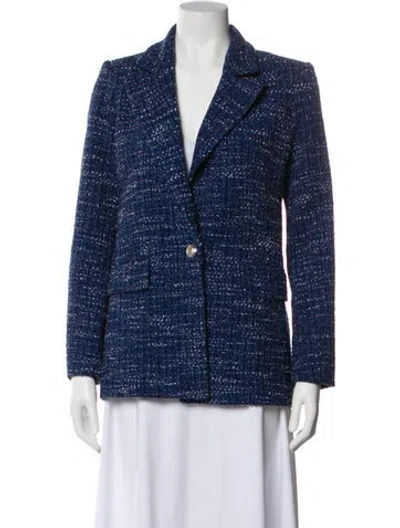 Pre-owned Maje Tweed Pattern Blazer In Blue