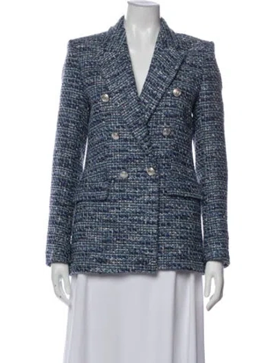 Pre-owned Maje Tweed Pattern Blazer In Blue