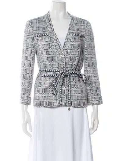 Pre-owned Maje Tweed Pattern Blazer In Blue