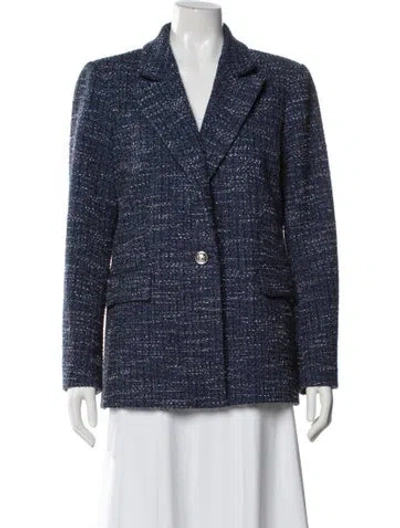 Pre-owned Maje Tweed Pattern Blazer In Blue