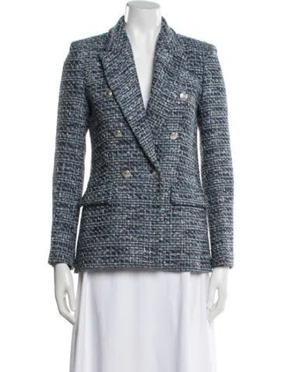 Pre-owned Maje Tweed Pattern Blazer In Blue