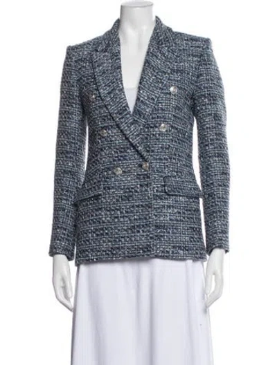 Pre-owned Maje Tweed Pattern Blazer In Blue