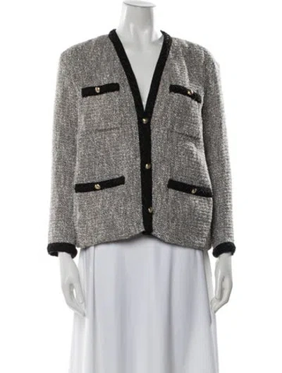 Pre-owned Maje Tweed Pattern Blazer In Gray