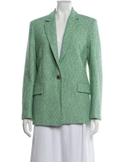 Pre-owned Maje Tweed Pattern Blazer In Green