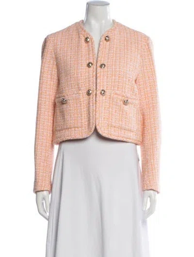 Pre-owned Maje Tweed Pattern Blazer In Orange