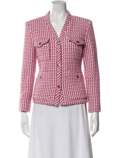 Pre-owned Maje Tweed Pattern Blazer In Pink