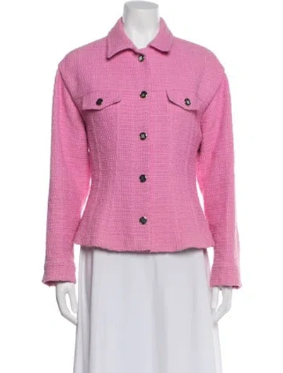 Pre-owned Maje Tweed Pattern Blazer In Pink