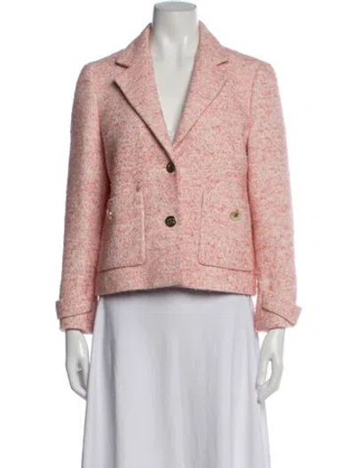 Pre-owned Maje Tweed Pattern Blazer In Pink