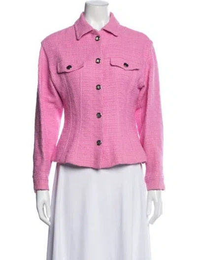 Pre-owned Maje Tweed Pattern Blazer In Pink