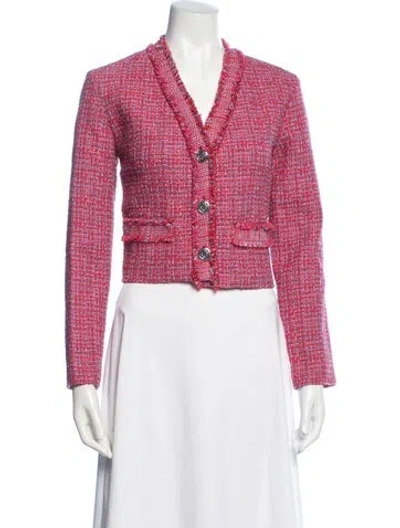 Pre-owned Maje Tweed Pattern Blazer In Pink