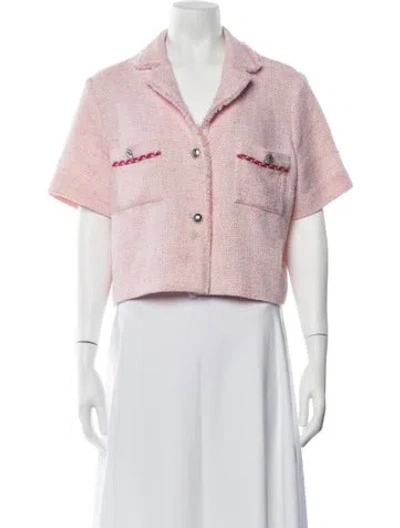 Pre-owned Maje Tweed Pattern Blazer In Pink
