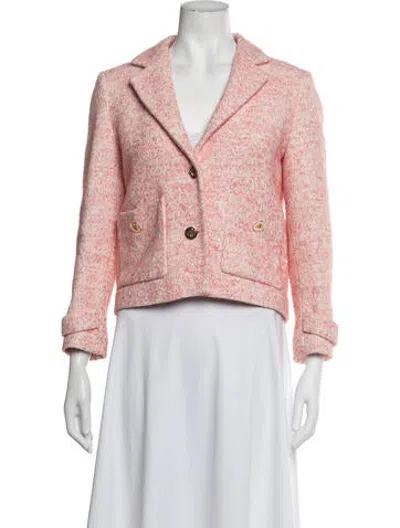 Pre-owned Maje Tweed Pattern Blazer In Pink