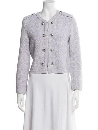 Pre-owned Maje Tweed Pattern Blazer In Purple/white
