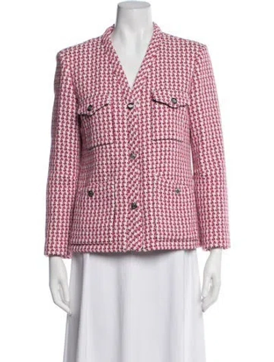Pre-owned Maje Tweed Pattern Blazer W/ Tags In Pink