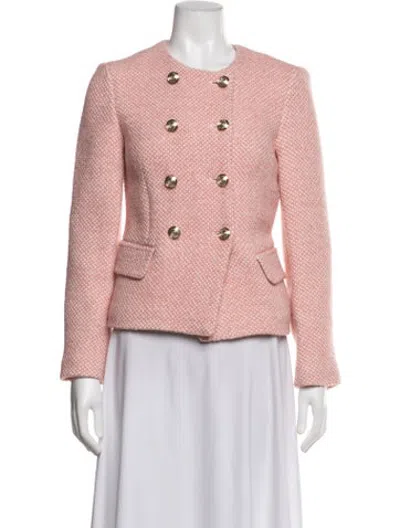 Pre-owned Maje Tweed Pattern Blazer W/ Tags In Pink