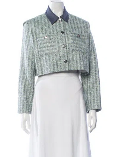 Pre-owned Maje Tweed Pattern Blazer W/ Tags In White