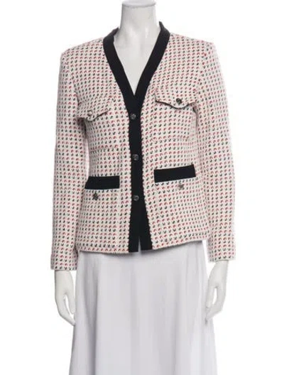 Pre-owned Maje Tweed Pattern Blazer W/ Tags In White