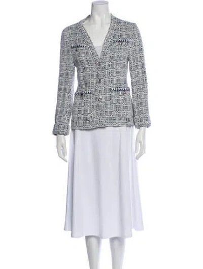 Pre-owned Maje Tweed Pattern Blazer In White