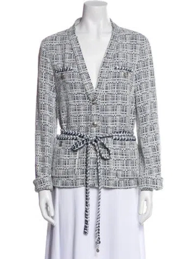 Pre-owned Maje Tweed Pattern Blazer In White