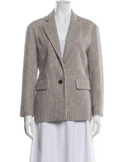 Pre-owned Maje Tweed Pattern Blazer In White