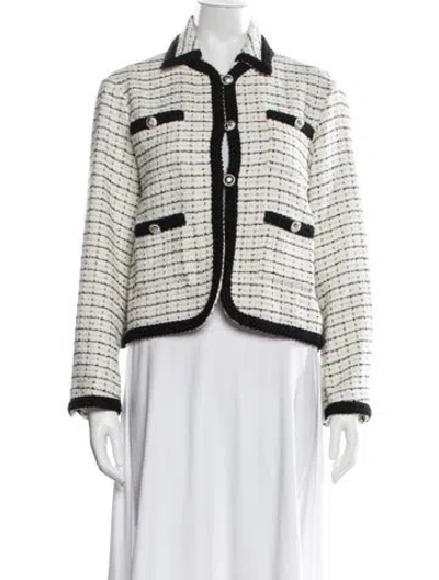 Pre-owned Maje Tweed Pattern Blazer In White