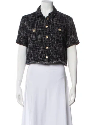 Pre-owned Maje Tweed Pattern Bolero In Blue