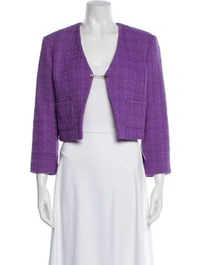 Pre-owned Maje Tweed Pattern Bolero In Purple