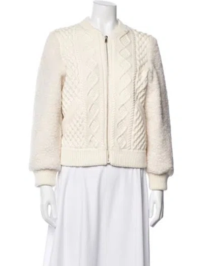 Pre-owned Maje Tweed Pattern Bomber Jacket In Neutral