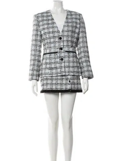 Pre-owned Maje Tweed Pattern Braided Accents Skirt Set